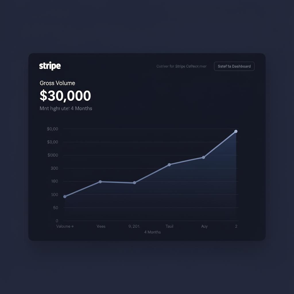 Stripe dashboard showing $30k earned in 4 months